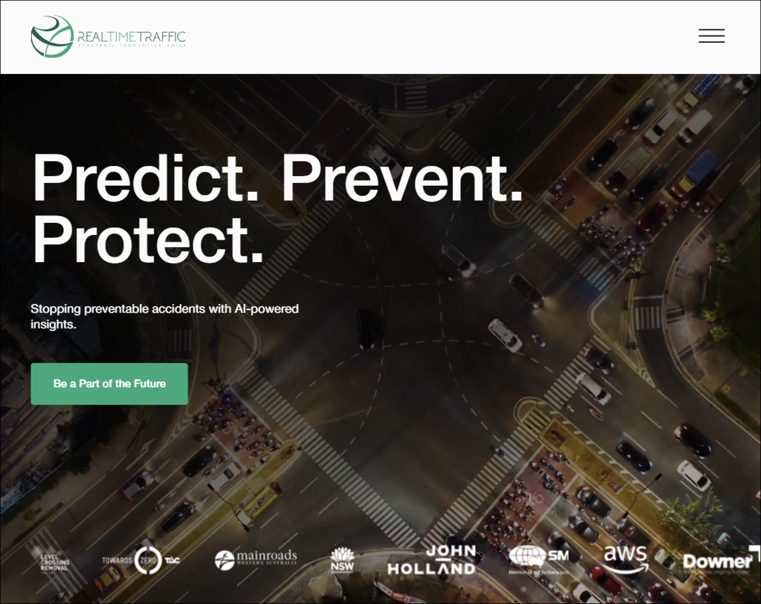 Realtime Traffic website homepage
